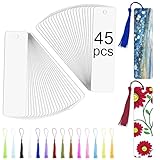 45 marcapáginas de sublimación, marcapáginas de sublimación en blanco, de metal de aluminio, a granel, con agujero y borlas coloridas para manualidades, lectura, escuela, suministros de oficina