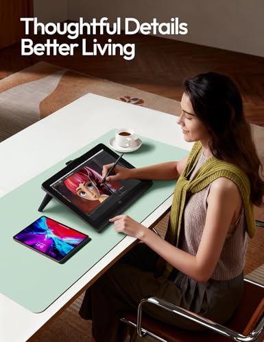 Image of YSAGi Leather Desk Protector, Office Mat, Large Mouse Mat, Non-Slip PU Leather Blotter, Laptop Desk Pad, Waterproof Writing Pad for Office and Home (Pale Green, 47.2 inch x 23.6 inch)