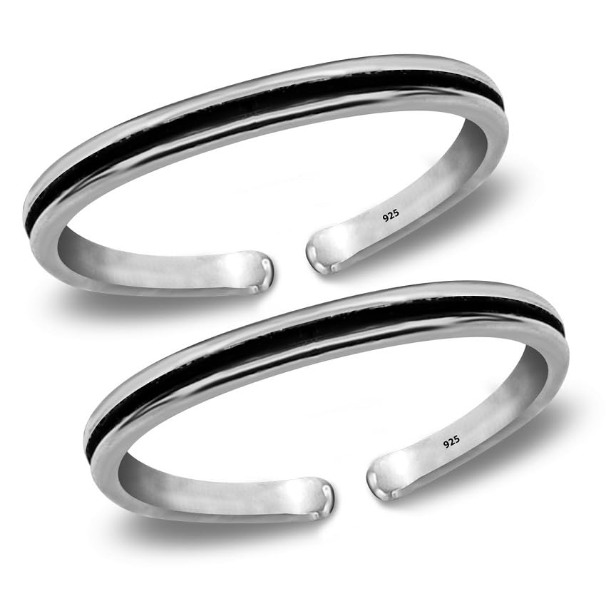 (Formerly MJ Graceful Band Design Silver Toe Rings in Pure 92.5 Sterling Silver for Women | With Certificate of Authenticity |