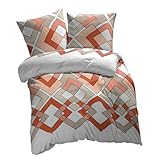 ETÉREA Microfaser Bettwäsche 200x200cm - Ganzjahresbettwäsche Bettbezug Mino - Bettwäsche Set ohne Kopfkissenbezug 200x200cm Bettbezug Microfaser - OEKOTEX Made in Green - Orange