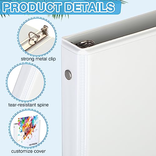 10 Pack 1 Inch Heavy Duty 3 Ring Binder 11.6 X 10.4 Inches Presentation Folder View Binder With Pockets White Binders, Round Ring Binder For School, Office, Home, Ring Binders #TOP2