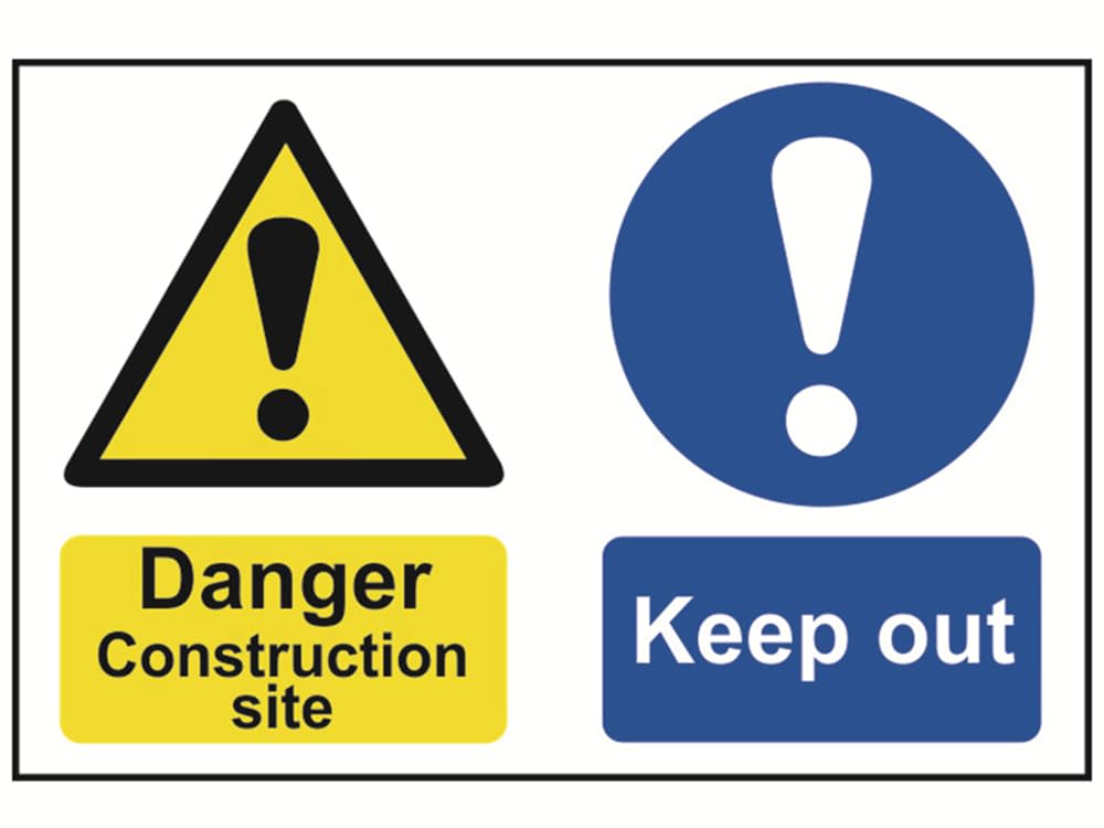 Scan SCA4005 Self adhesive PVC sign - Danger Construction site Keep out - 600 x 400mm