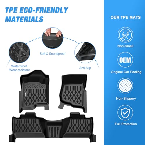 Image of Nilight Floor Mats for Chevy Silverado GMC Sierra 1500 Crew Cab 2007-2013 | Silverado GMC Sierra 2500 3500 2007 2008 2009 2010 2011 2012 2013 2014 All Weather Custom Fit Heavy Duty Floor Liners