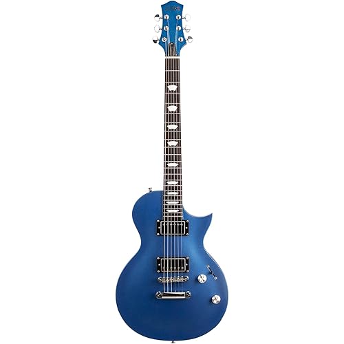 EART EGLP-610 Electric Guitar Solid-Body Electric Guitar,Custom Alnico-II Humbuckers, Satin Sapphire Blue, Satin Gunmetal Black, Satin Honey Tea