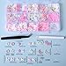 1000pcs 3D Bow Charms for Nails Assorted Nail Bows Flatback Pearl Heart Star Moon Bow Nail Charms Cute Nail Gems with Tweezer Picker Tools for Nail Decor(Pink)
