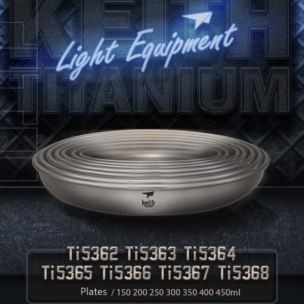 Keith Titanium borden – lichte campingborden met opgerolde randen, stapelbaar design, corrosiebestendig voor maaltijden in de open lucht, camping, snacks en maaltijden (250 ml