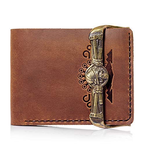 Leather Wallet Molfar with Brass Frame, Bifold Wallet3