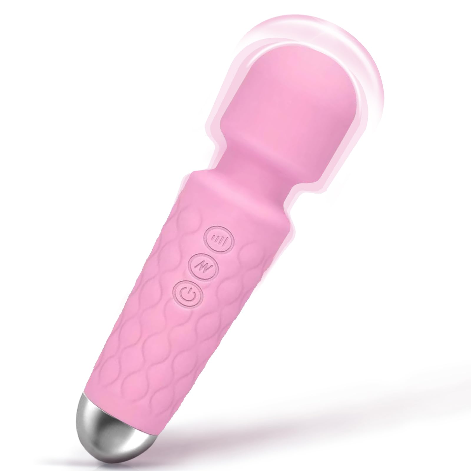 LUMIO Handdhed Relaxation Mini Massager Rechargeable - 9 Speeds 19 Modes - Portable Small Massager to Relax Back - Foot - Arm Muscle, Pink