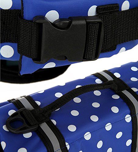 HAOCOO Dog Life Jacket Vest Saver Safety Swimsuit Preserver with Reflective Stripes/Adjustable Belt Dogs?Blue Polka Dot… - Image 5