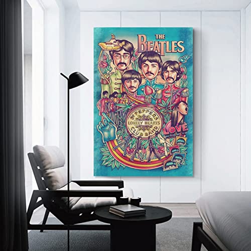 LANGYU Beatles Poster décoratif sur toile pour chambre à coucher 30 x 45 cm - Les Beatles, Paul McCartney, John Lennon, RIngo Starr, George Harrison LANGYU Beatles Poster décoratif sur toile pour chambre à coucher 30 x 45 cm – Image 4