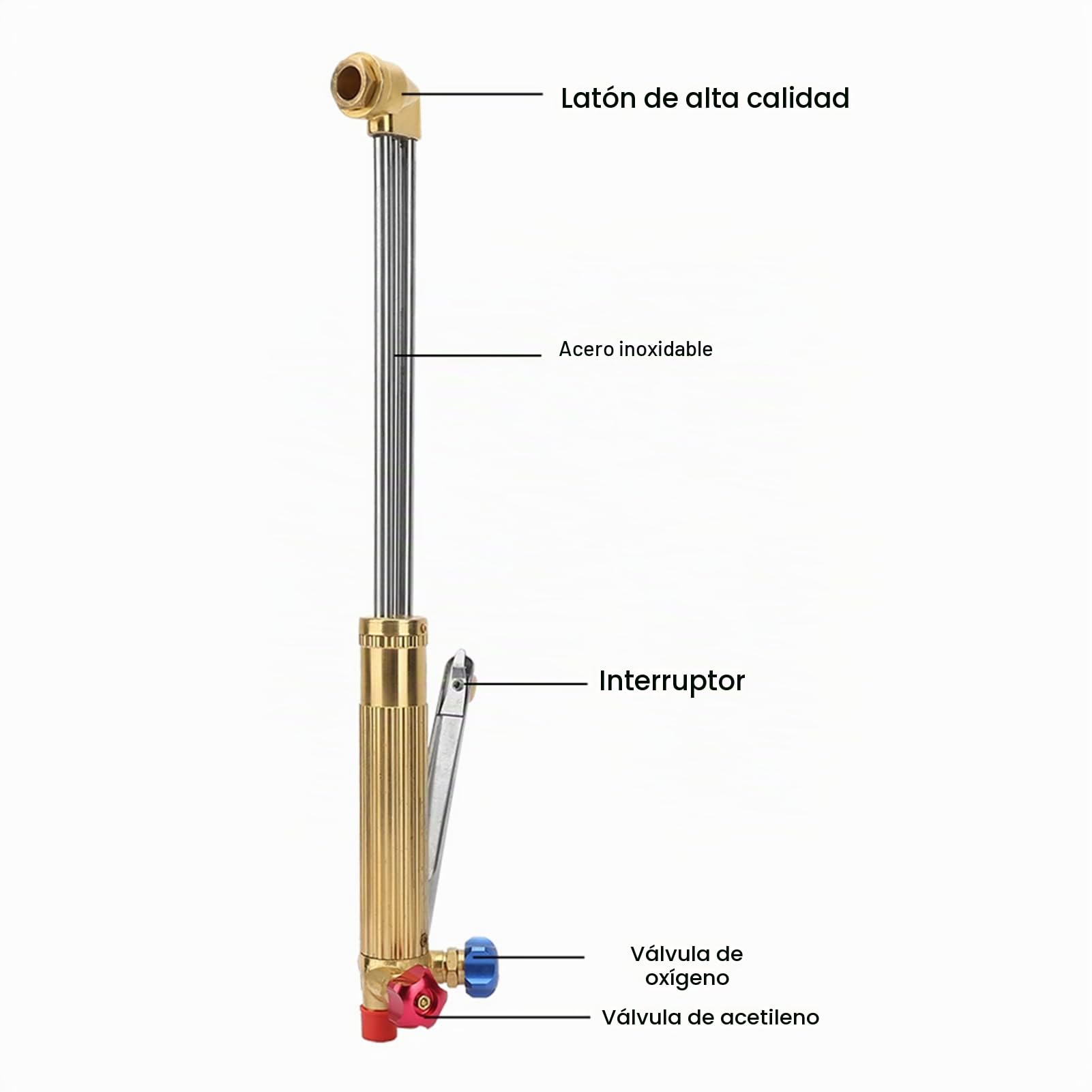 Soplete de Corte, Kit Oxiacetileno con Tubo Soplado y Accesorios para Corte Acero Inoxidable