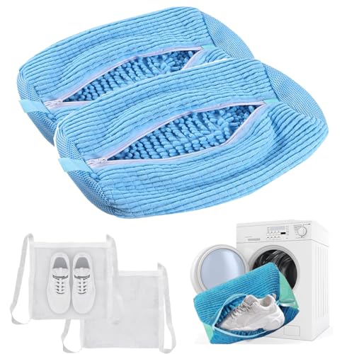 Morsut 靴 洗濯ネット 靴用洗濯ネット4枚セット大容量設計 清潔力が6倍にアップ シューズ用 靴洗いネット 洗濯ネット 靴洗濯機 上履きスニーカー 靴の損傷を防ぐ 型崩れ防止 (blue)