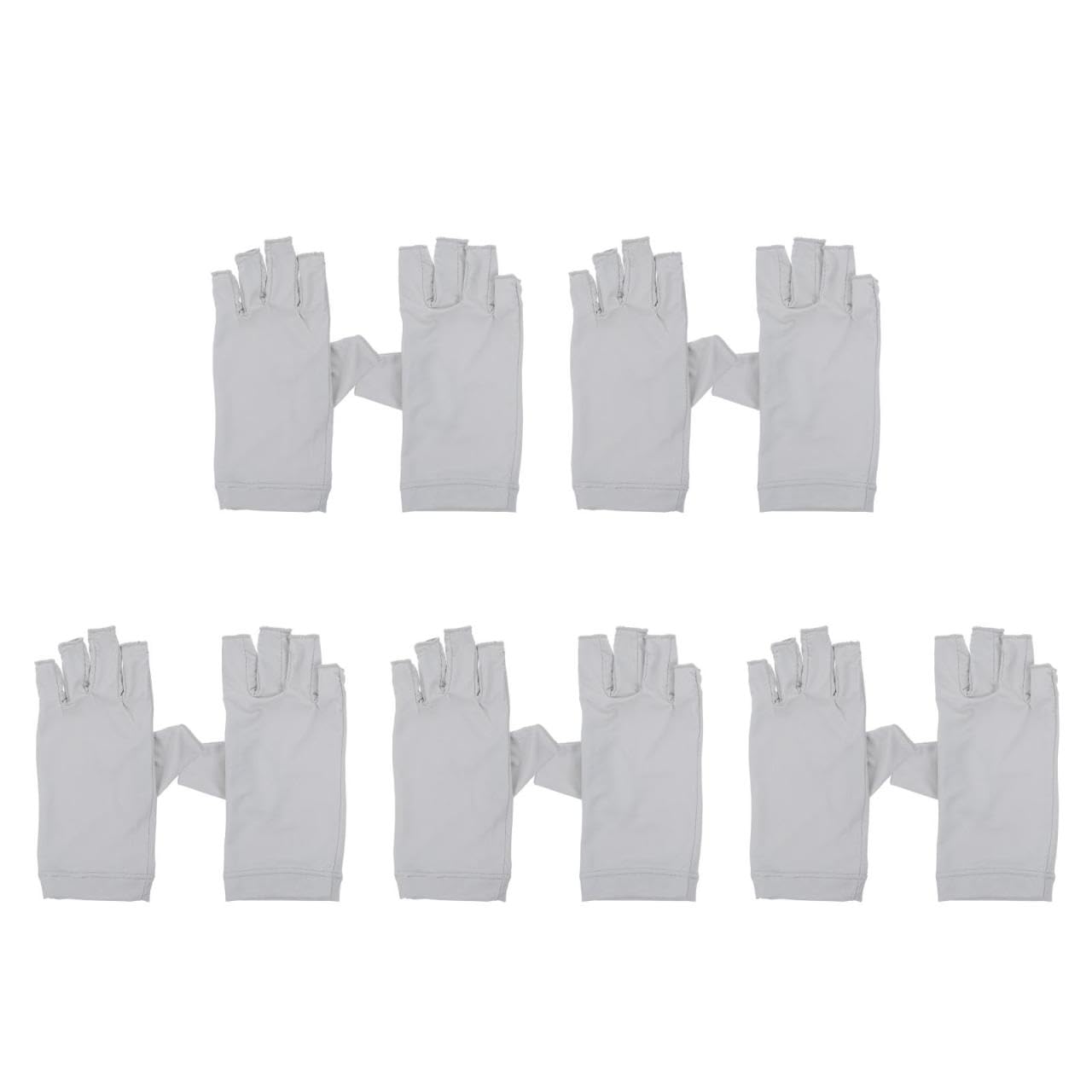 FRCOLOR 5 pares de guantes UV de manicura, guantes de protección solar, guantes de protección para manicura, guantes de uñas, mitones, lámpara de uñas anti-UV, escudo de tela para mujer