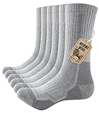 PULIOU Merino Socken Thermosocken Herren Damen Wandersocken Dicke Merinowolle Outdoor Trekkingsocken Anti-Blasen Arbeitssocken Wintersocken,3 Paar