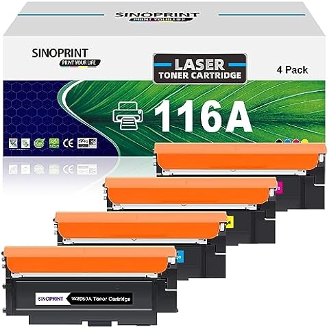 SINOPRINT 116A Compatible Toner Cartridges Replacement for HP 116A W2060A W2061A W2062A W2063A for HP Color Laser MFP 179fnw MFP 178nw 150a 150nw 179 178 150 Printers (4 Pack) Cover