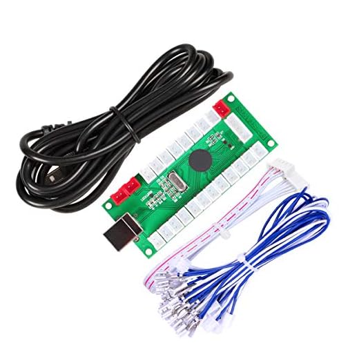 Fosiya Codificatore Arcade USB con Ritardo Zero da PC a Joystick per progetti Windows e Linux, MAME e Raspberry Pi Retropie (1 Player 5Pin Joystick + Happ Style Buttons)