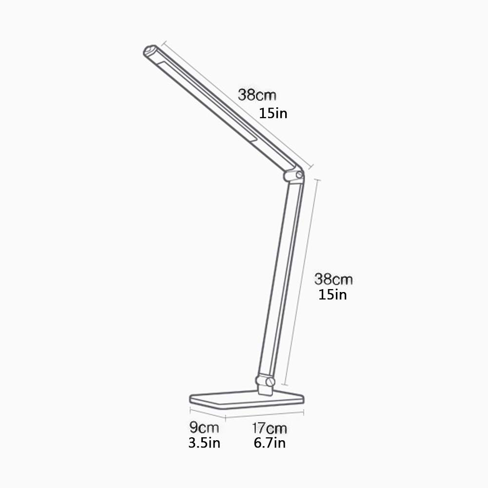KKXXYQFC Lampy biurkowe typu Led Biuro, 3 tryby Regulowana jasność Składane oświetlenie biurka do czytania w biurze [Pokój w akademiku] [Przy łóżku] 6W, srebrzysty