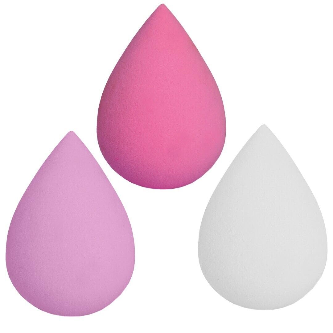Prime Fashions 3-Pack Beauty Blender Set Professional Makeup Sponges for Seamless Foundation Blending - Ideal for Liquid, Cream, and Powder Formulas