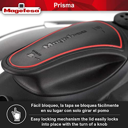 MAGEFESA Prisma Pressure Cooker, 4.2+6.3 Qt, 18/10 Stainless Steel, Easy Lock, Induction Compatible, 5 Safety Systems, 11.6 PSI