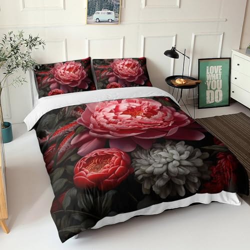 Housse de couette rose 200x200 imprimé 3D microfibre anti-plis et confortable - 3