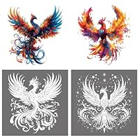 arricraft 4 Pcs Iron on Decals Patches, Colorful Phoenix Iron on Stickers Animal Theme Heat Transfer Stickers Plastic Washable Patches for DIY Clothes Decor Backpacks Cover