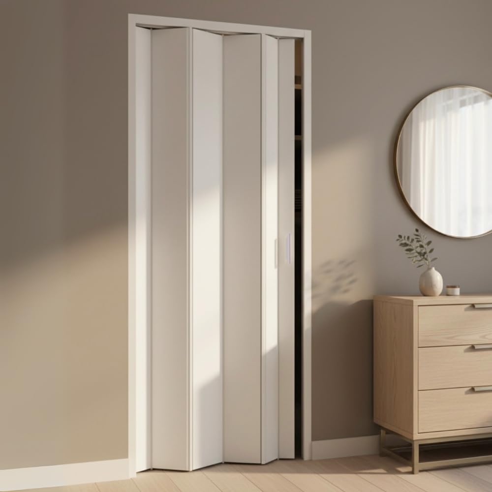 ROLLPLAST PINTO Porte pliante intérieure PINTO, modèle extra standard, en PVC, réversible et réglable, à monter soi-même, fabriquée Italie, ameublement, blanc 83 x 214 cm