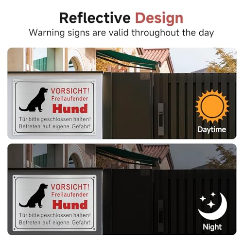 30 × 20cm Vorsicht Hund Schild,Aluminium Warnung Vor Dem Hund Schilder Achtung Hund Schild Löchern Warnschild Hund Hundeschilder Warnung mit Selbstklebend und 4 Vorgebohrten