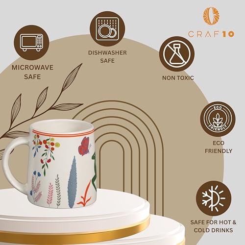 Image of CRAF10 Green Stag Ceramic Tea /Coffee Mug - Single Piece, 330 ML, Elegant & Durable, Office use