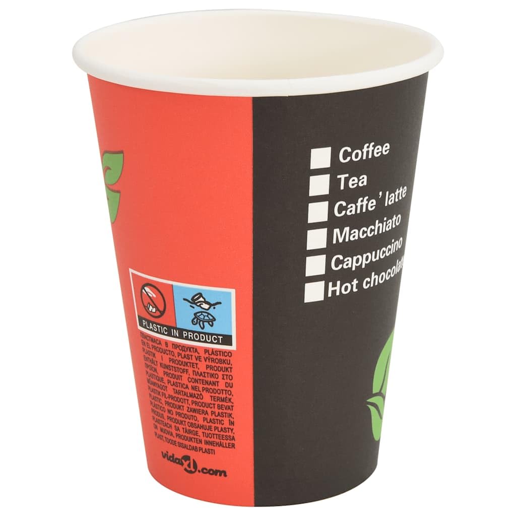 Tazze da caffè in carta 1000 pezzi 12oz 300ml Rosso e Nero Bicchieri usa e getta Tazza per caffè, Cureaux ed eventi