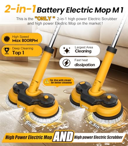 image for qimedo 6000mAh Battery Cordless Electric Mop M1 Pro, 800RPM Electric P