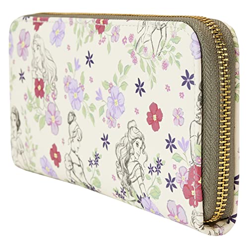 Loungefly Disney Princesses Sketch Floral All Over Print Faux Leather Wallet3