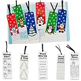 Christmas Bookmarks Bulk (48 Pack) Holiday Prismatic Bookmark with Coloring Activities for Kids -...
