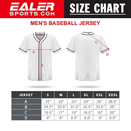 Ealer Bj80 Series Mens Baseball Jersey Button Down Shirts Short Sleeve Hipster Hip Hop Sports Uniforms Black thumb #6