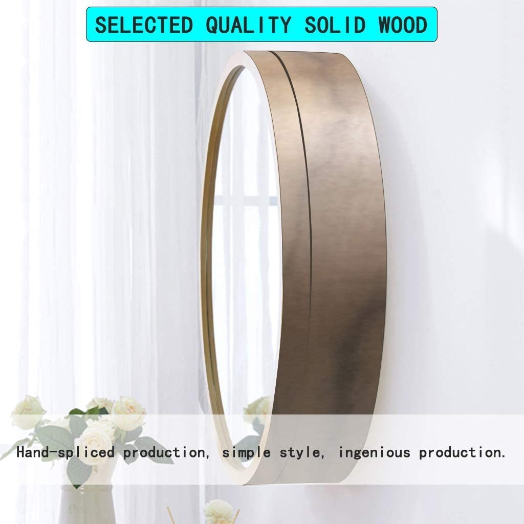 Lustro łazienkowe LED, Szafka łazienkowa z lustrem montowanym na ścianie, lustro łazienkowe litego drewna powłoką przeciwmgielną/okrągłe toaletkowe(Walnut,50cm)