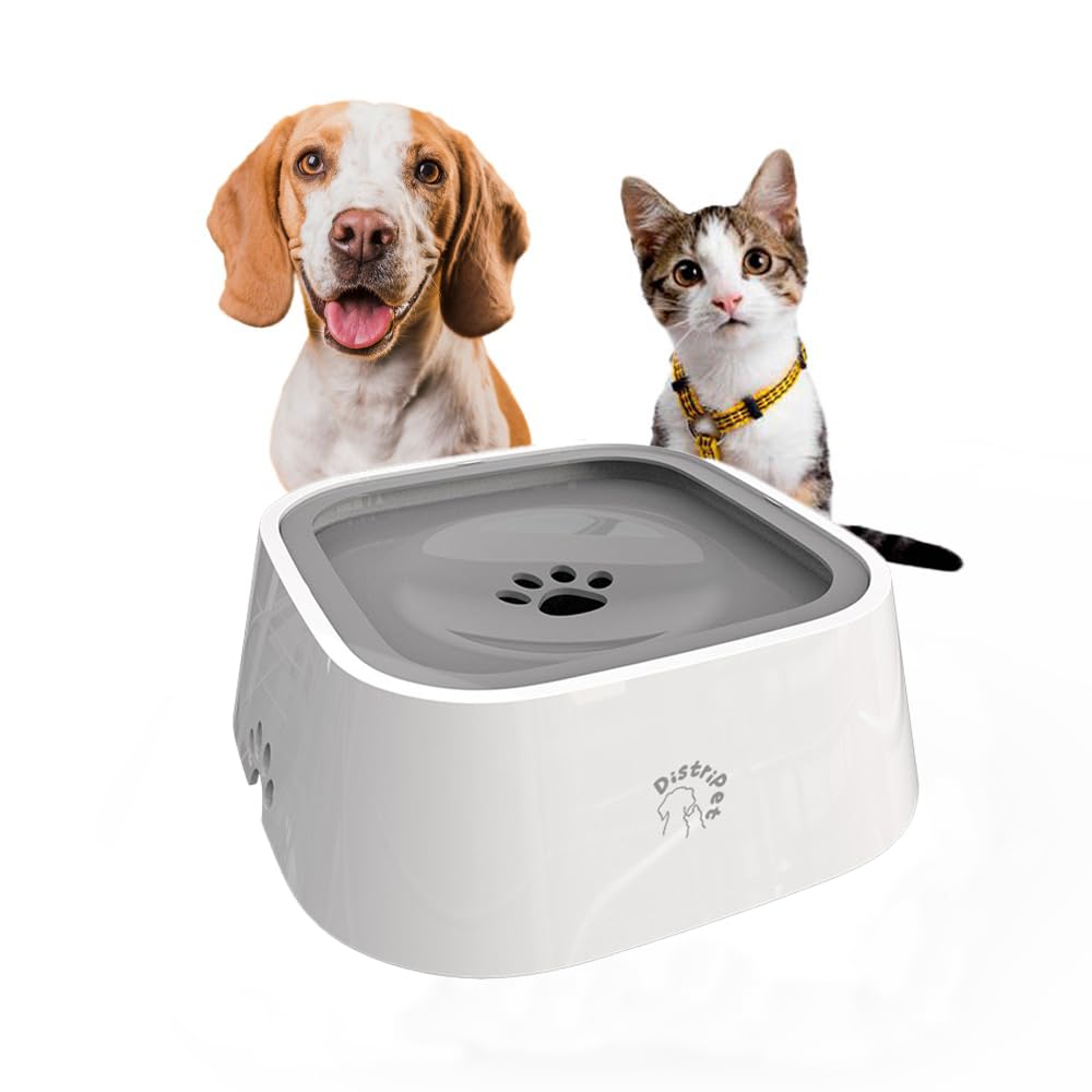 DistriPet Bebedero Perro Antigoteo, Bebedero Gatos, Flotante, Antisalpicaduras y Portátil con Base Antideslizante y Capacidad de 1,5L sin Derrames para Mascotas Pequeñas Medianas y Grandes.