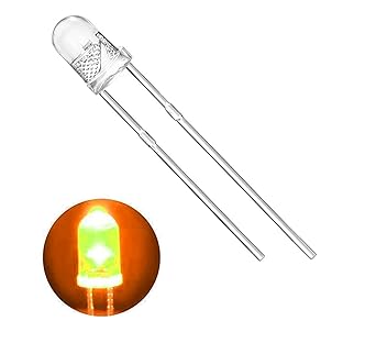 Wizzo (Pack of 100 Pieces Transparent Super Bright LED 5mm, 3V DC 2 Pin Light Emitting Diode, Multipurpose, For Science Projects DIY Hobby Kit (ORANGE)