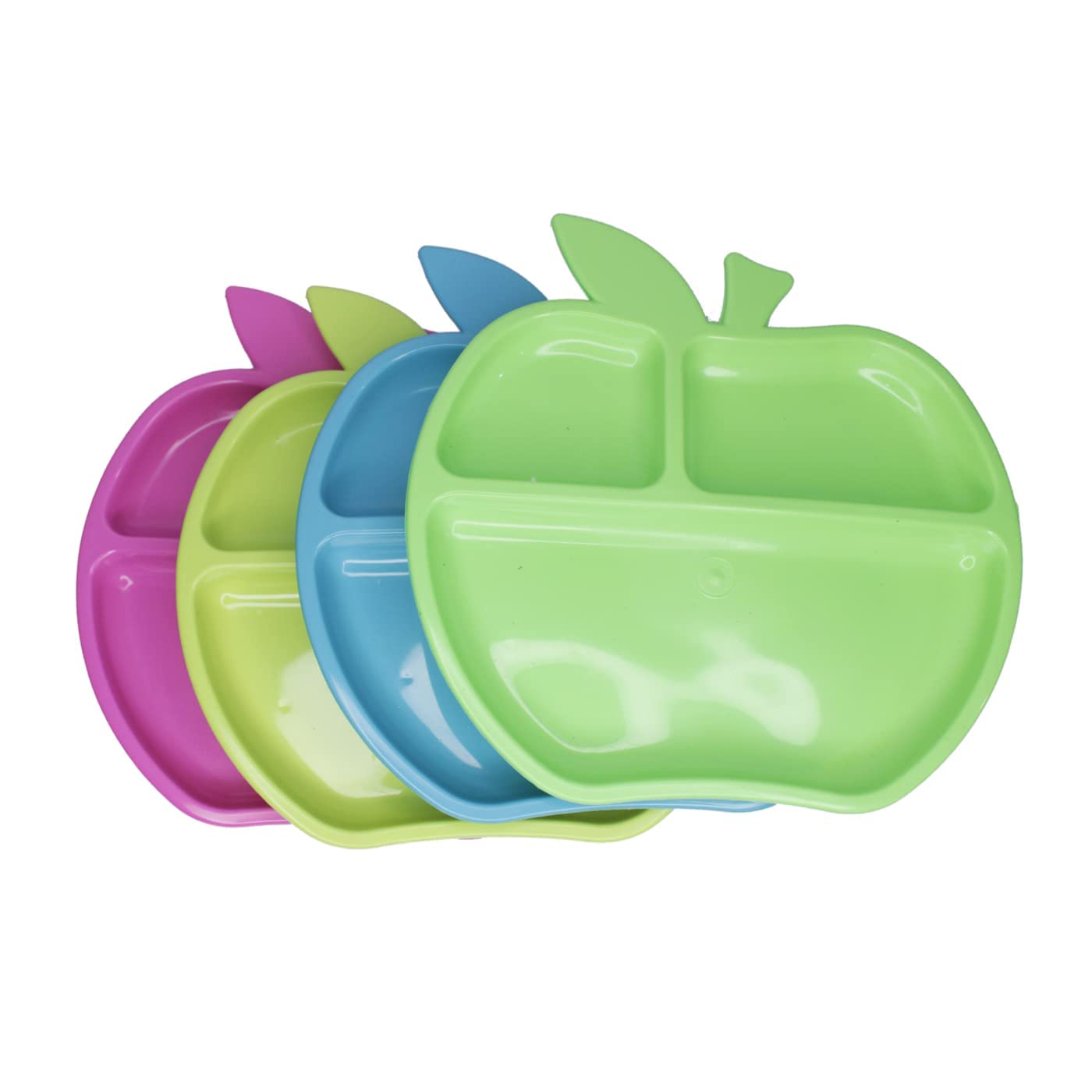 KAVIN Set of 12 Apple Shape Food Plate 3 Sectioned Divided Plates Navratri Kanjank Pujan Return Gift Item for Kids Boys and Girls Multicolor-image-37