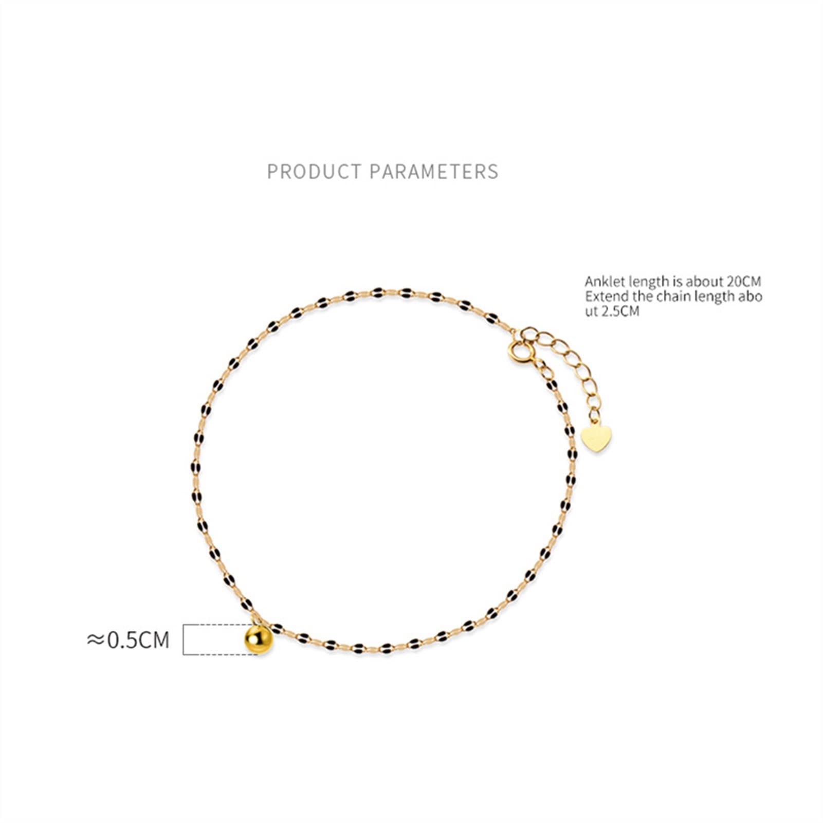 Fußkettchen Fußkettchen für Damen, 925er Sterlingsilber, goldene glänzende Perlen, Fußkettchen für Damen, Strandparty, Fußschmuck, Zubehör, Damen-Fußkettchen (Farbe: B)