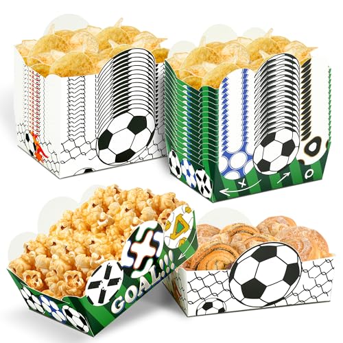 Soccer Birthday Party Decorations 36Pcs Sports Themed Paper Food Trays for Soccer Disposable Serving Snack Boxes Dinner Plates Supplies