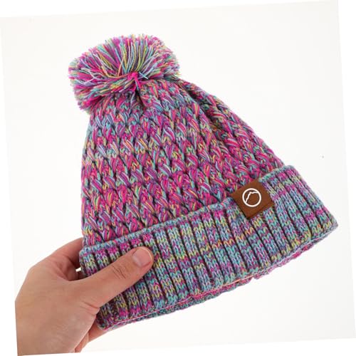 Boys and Girls Knitted Winter Hat Gloves Scarf Set Fleece Lined Neck Warmer for Boys Girls Cute Pom Pom Beanie Cap Soft Warm Outdoor Accessories for Toddlers Violet3