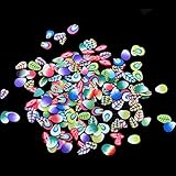 1000pcs/pack Nail Art Fruit Flowers Feather DIY Design Slices Decoration Acrylic Beauty Polymer Clay Nail Sticker Tool-Feather