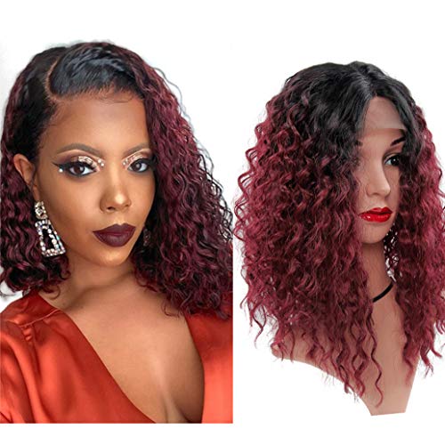 14inch Synthetic Lace Front Wig Short Curly Heat Resistant Glueless Bob style Lace
