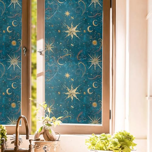 Vinilo decorativo adhesivo 40x300 cm tonos azul y dorado miniatura 1