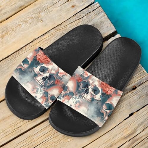 Howilath Blue Butterfly Print Summer Slide Slippers for Men Women Kid, Sunflower Colorful Tie-dye Animals House Slippers Slide Sandal Non-Slip Light Weight3
