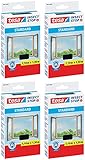 tesa® Insect Stop Fliegengitter STANDARD für Fenster, nahezu durchsichtig (1,10 m x 1,30 m / 4er Pack, schwarz / anthrazit)