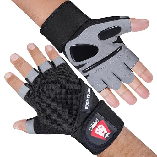 BORN TO WIN Weight Lifting Gym Gloves for Men & Women Wrist Supports, Non-Slip Padded Palm Grip Gloves Gym, Breathable Workout Gloves for Training, Fitness, Exercise, CrossFit, Cycling & Pull-Ups - Image 4