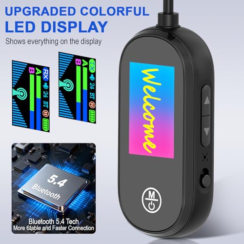 Bluetooth Transmitter Receiver, Colorful Display, 2-in-1 Wireless Audio Adapter Dual Pairing Bluetooth 5.4 Chip, for Airplane TV Home Stereo Theater Headphones Speakers with 3.5mm Aux Port - Thumbnail 3