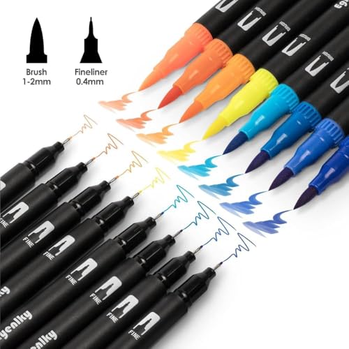 Canetas DUALBRUSH Coloridas – Conjunto com 120 Canetas de Pontas Duplas com Estojo, Tintas Permanent