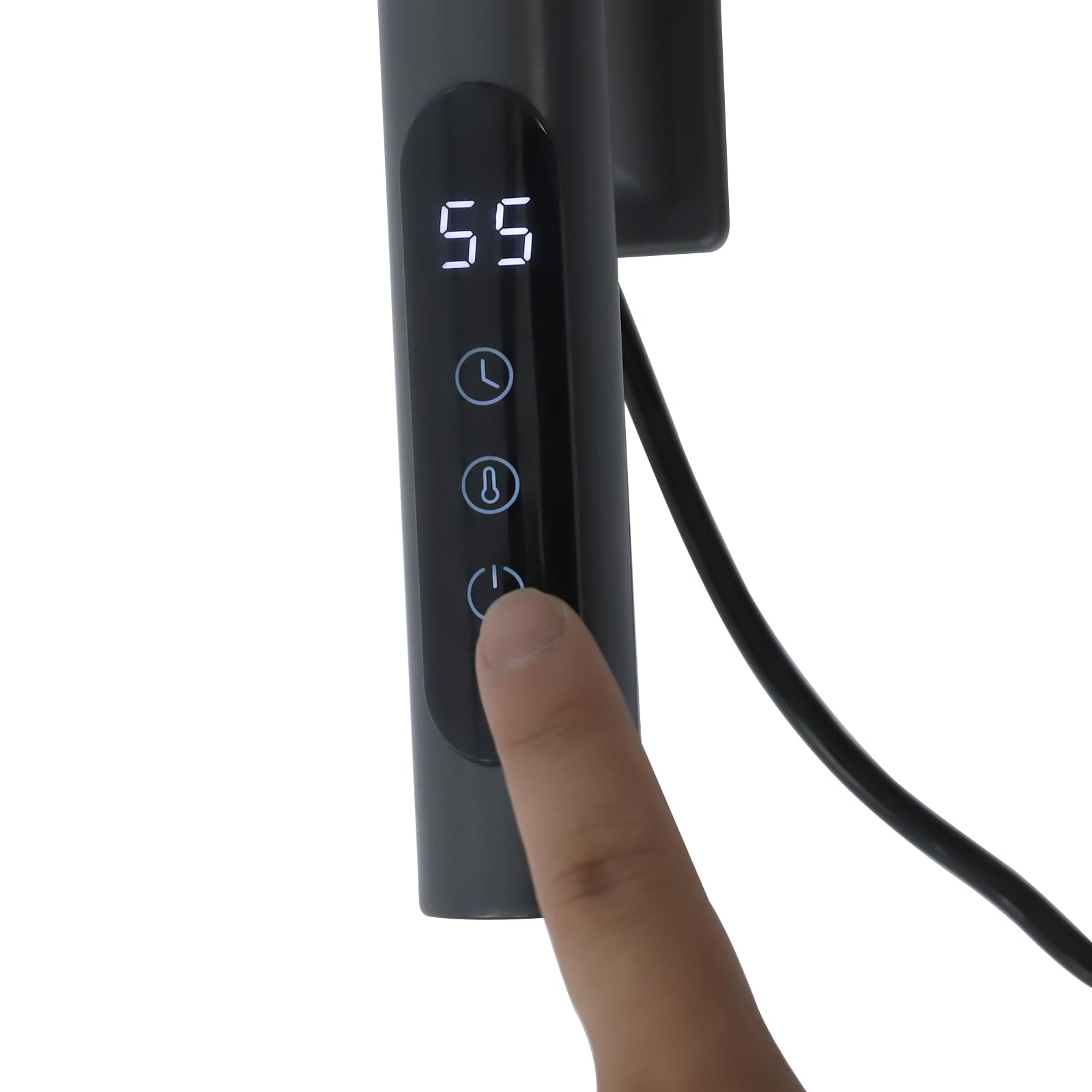 Handtuchheizkörper Elektrisch Handtuchtrockner 180° Drehung mit 5 Heizstäbe und Timer 30-70℃ 120W Handtuchwärmer Badheizkörper Schwarz IPX5