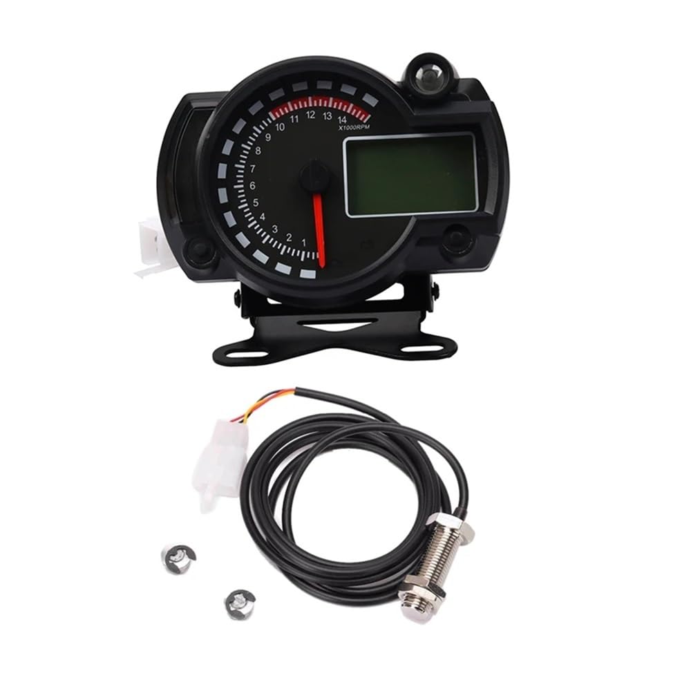 Cuentakilómetros velocímetro Cuentakilómetros Digital Universal para Motocicleta, Tacómetro, Velocímetro, Medidor De 14000 RPM con Soporte